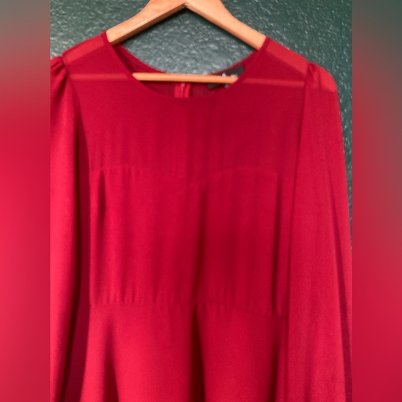Lulus medium Clear Wine Red Long Sleeve Tiered Midi GUC LINED! - Picture 11 of 11